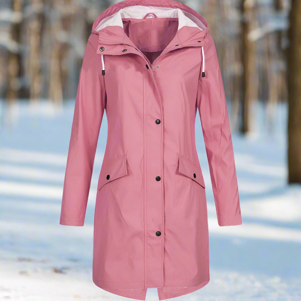 EB | Kapuzenregenjacke Lässige Passform Mid Thigh Regenjacke