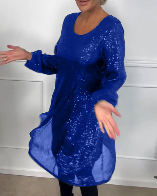EB | Elegante Laterne Ärmel Pailletten A-Linie