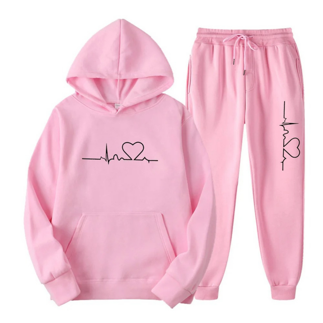 EB | Damen Kapuzenpullover Trainingsanzug Satz mit Druck