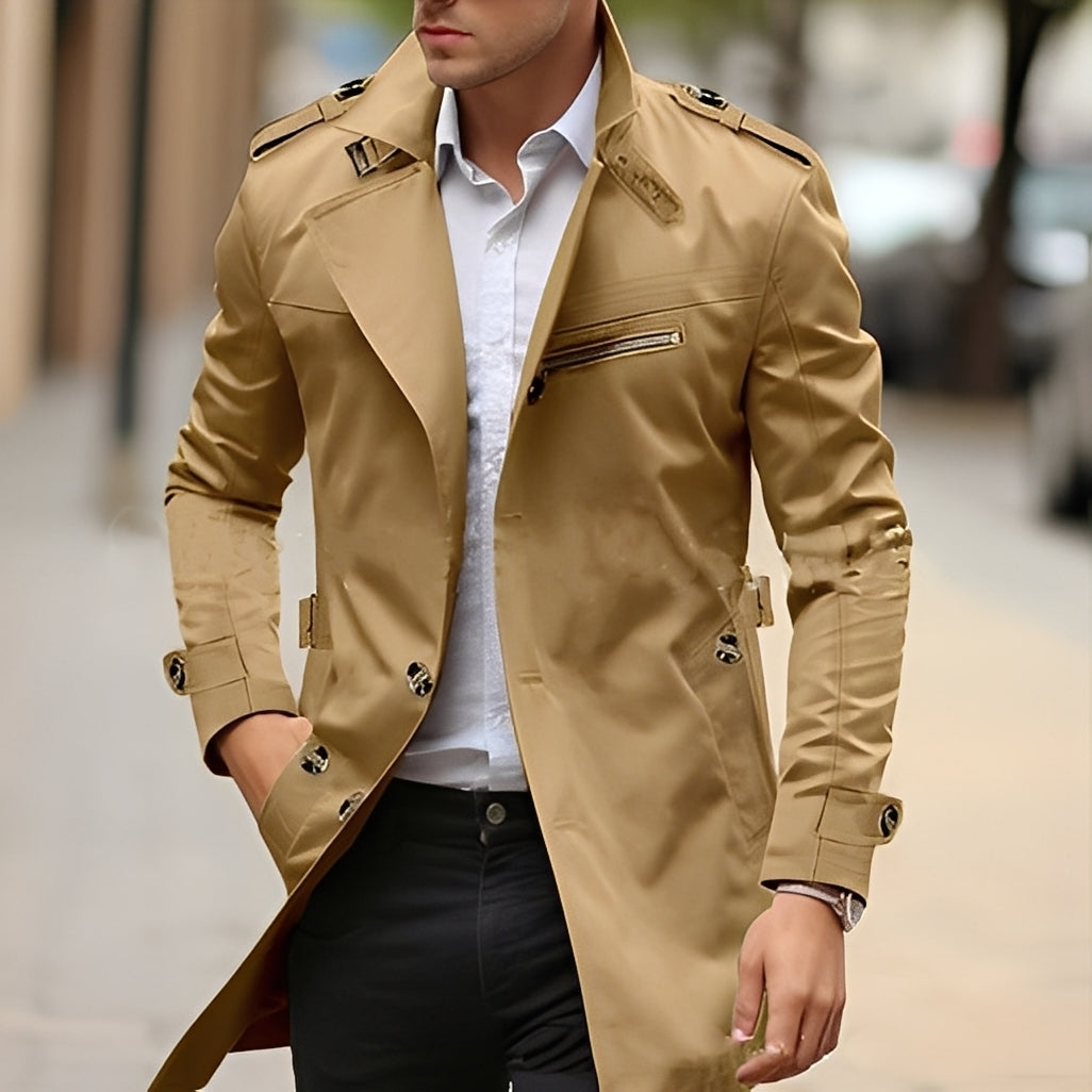 EB | Eleganter Trenchcoat mit umgekehrtem Kragen für Männer