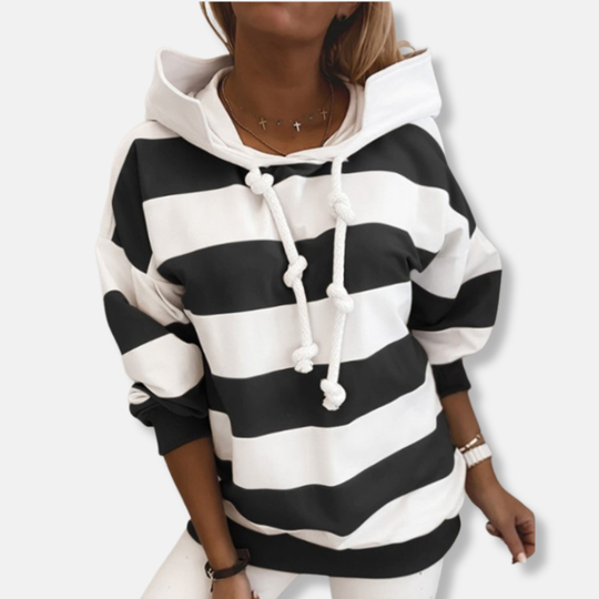 EB | Lockere Passform Hoodie Gestreifter Lässiger Hoodie