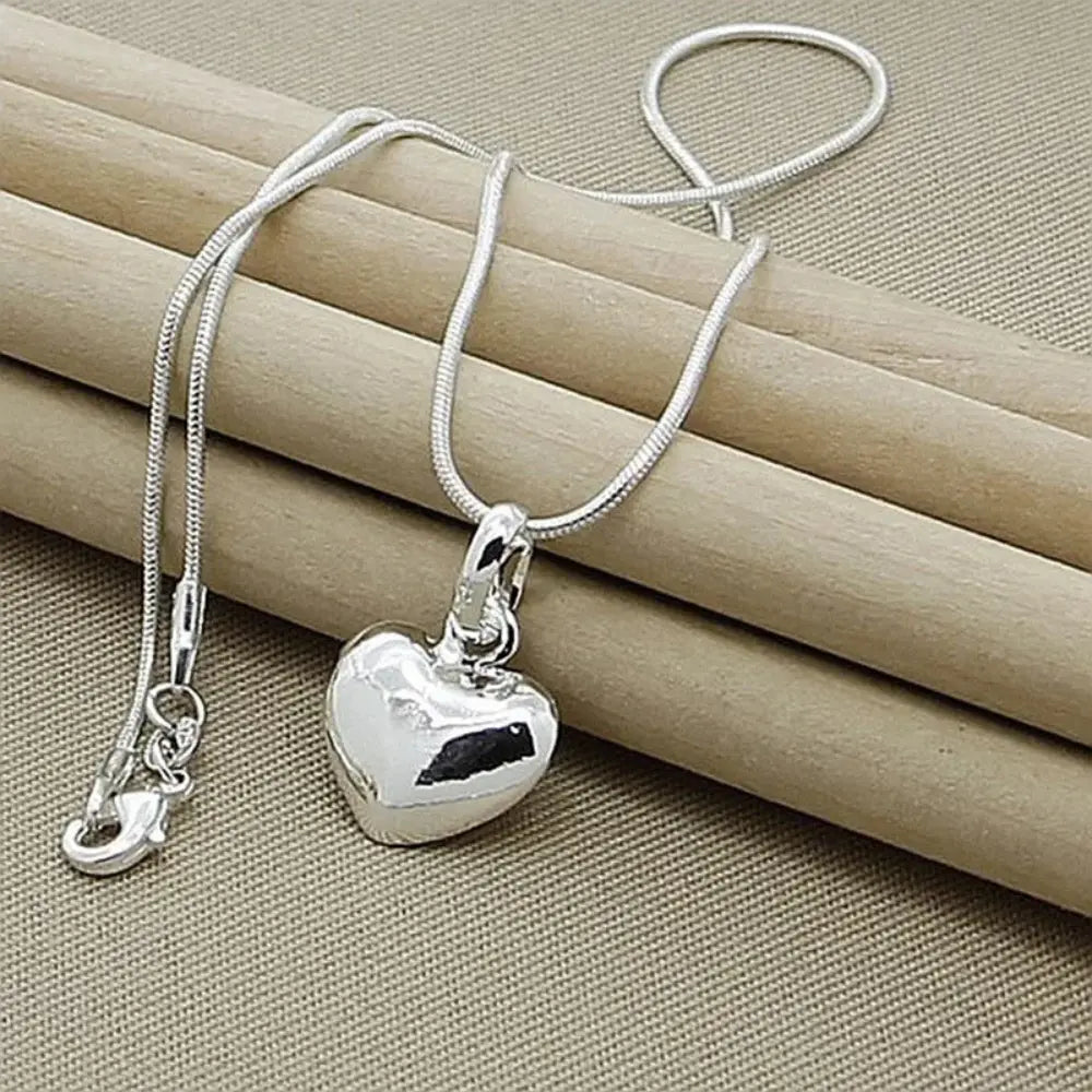 EB | Sterling Silber Massiv Herz Kette Schlangenkette für Damen