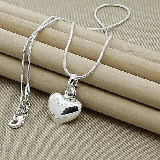 EB | Sterling Silber Massiv Herz Kette Schlangenkette für Damen