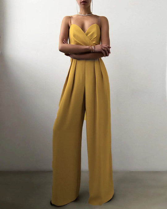 EB | Damen Eleganter Fließender Jumpsuit mit Spaghettibändern für Festliche Anlässe
