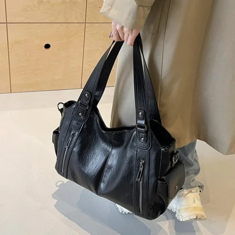 EB | Stilvolle Lederhandtasche Mit Reißverschluss