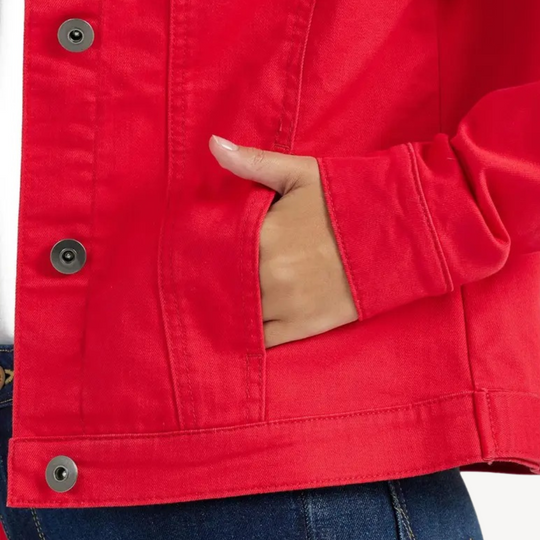 EB | Rote Denim Button-Up Jacke