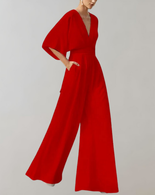 EB Damen Jumpsuit mit V-Ausschnitt und weitem Bein