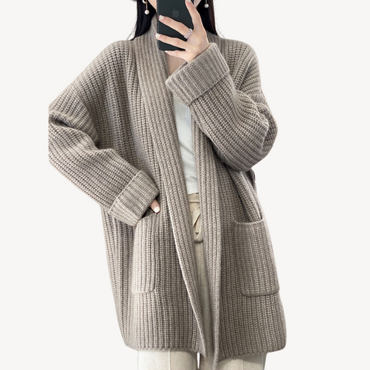 EB | Damen Lange Strickcardigan Pullover
