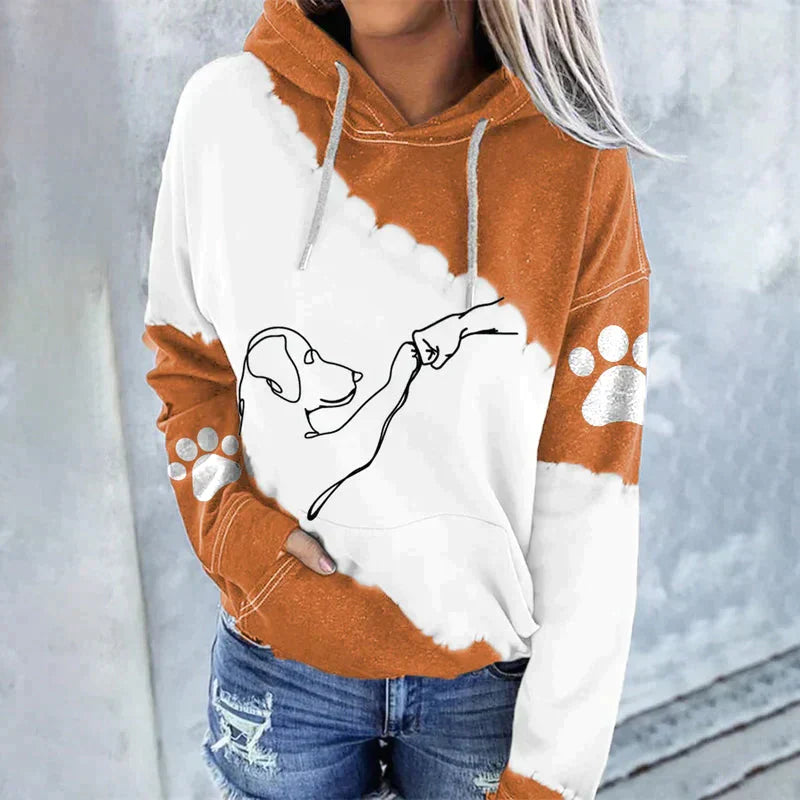 EB | Trendiger Lockerer Hoodie mit Hundeaufdruck