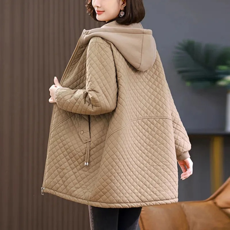 EB | Warme fleecegefütterte gesteppte Jacke in einfarbiger Ausführung mit Reißverschluss Ideal für Herbst/Winter