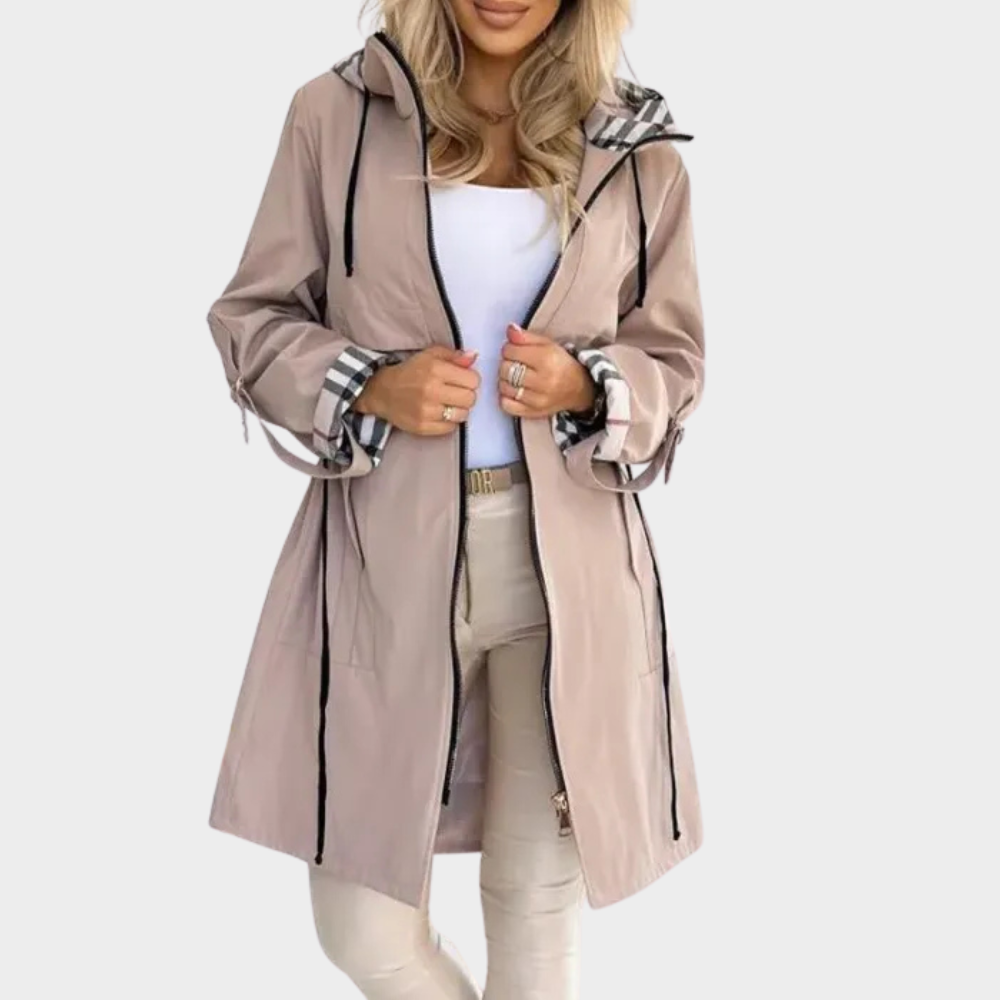 EB | Lange Jacke mit Reißverschluss und Kapuze