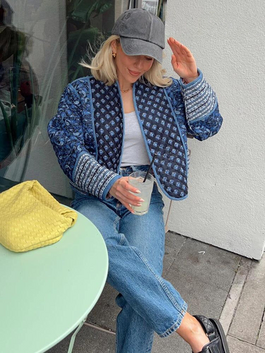EB | Vintage-Patchwork-Blumenjacke für Frauen