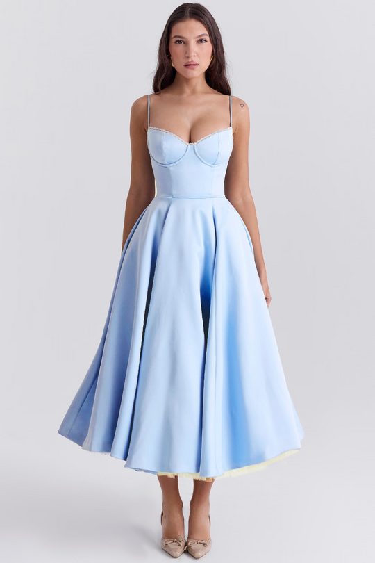 EB | Luxuriös Ausgestellte Kleid mit Spaghettiträgern für Frauen Hochzeit, Braut und Fest Kasana