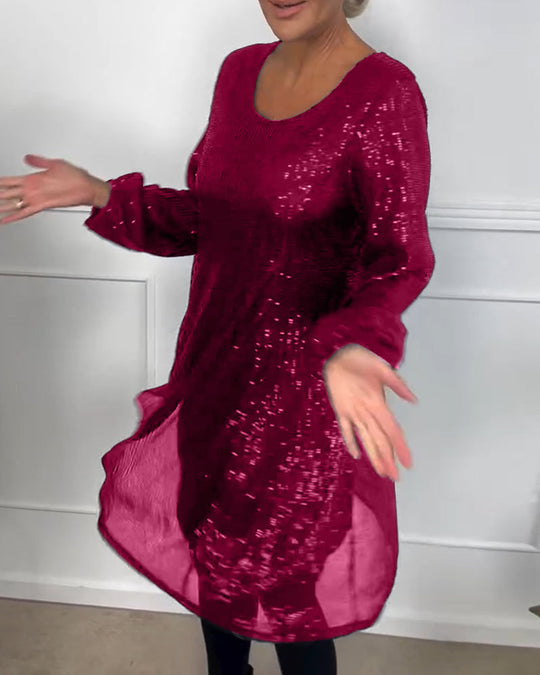 EB | Elegante Laterne Ärmel Pailletten A-Linie