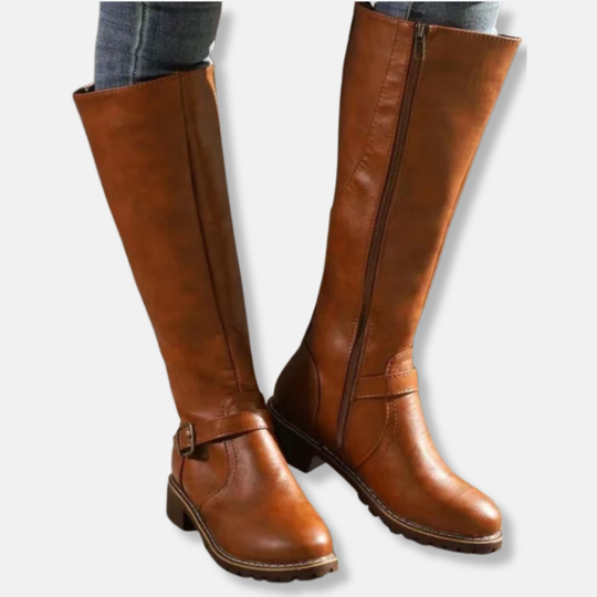 EB | Stiefel - Lederähnliches Material - Knielanger Schaft - Doppelte Reißverschlussöffnung