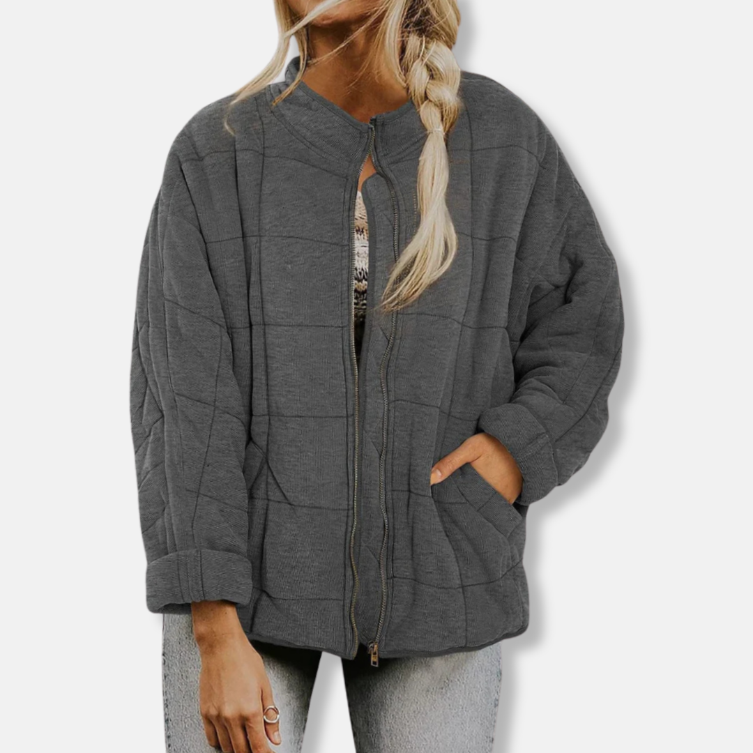 EB | Steppjacke - Oversized Fit - Stehkragen - Lange Ärmel - Reißverschlussverschluss