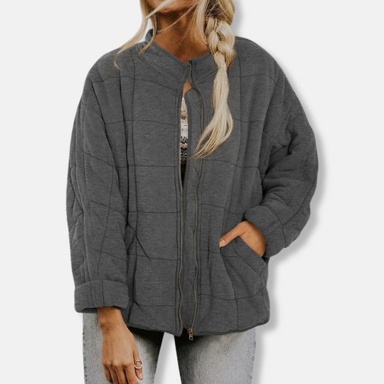 EB | Steppjacke - Oversized Fit - Stehkragen - Lange Ärmel - Reißverschlussverschluss