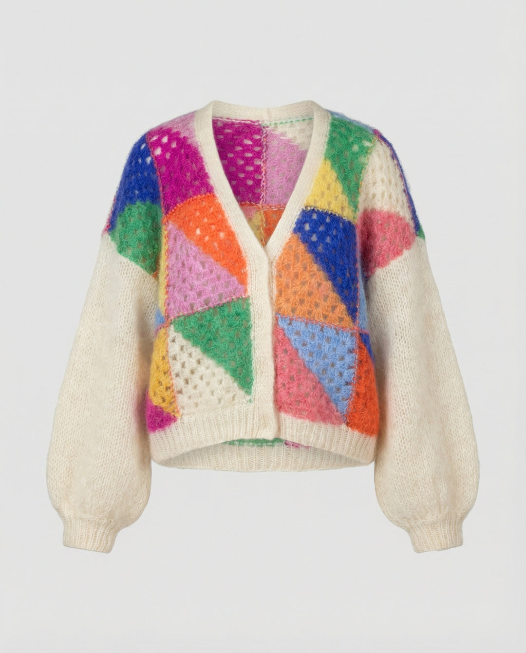 EB | Bunte Patchwork Strickjacke Für Damen