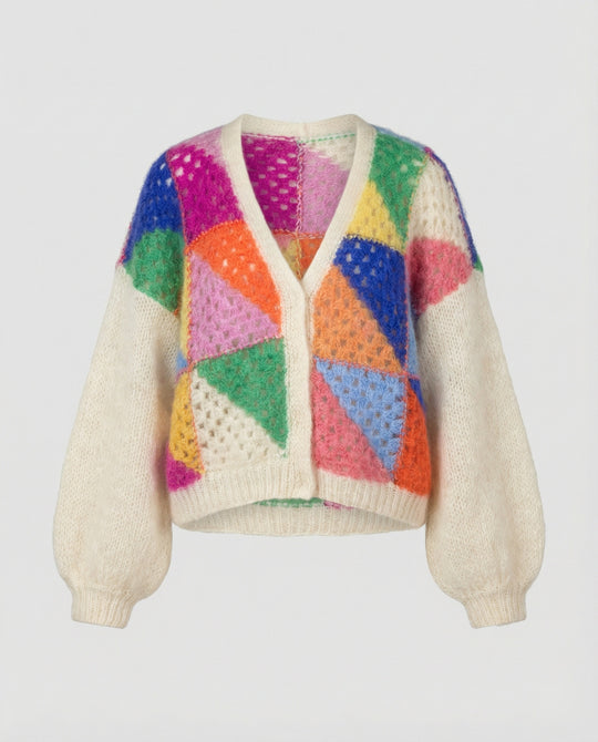 EB | Bunte Patchwork Strickjacke Für Damen