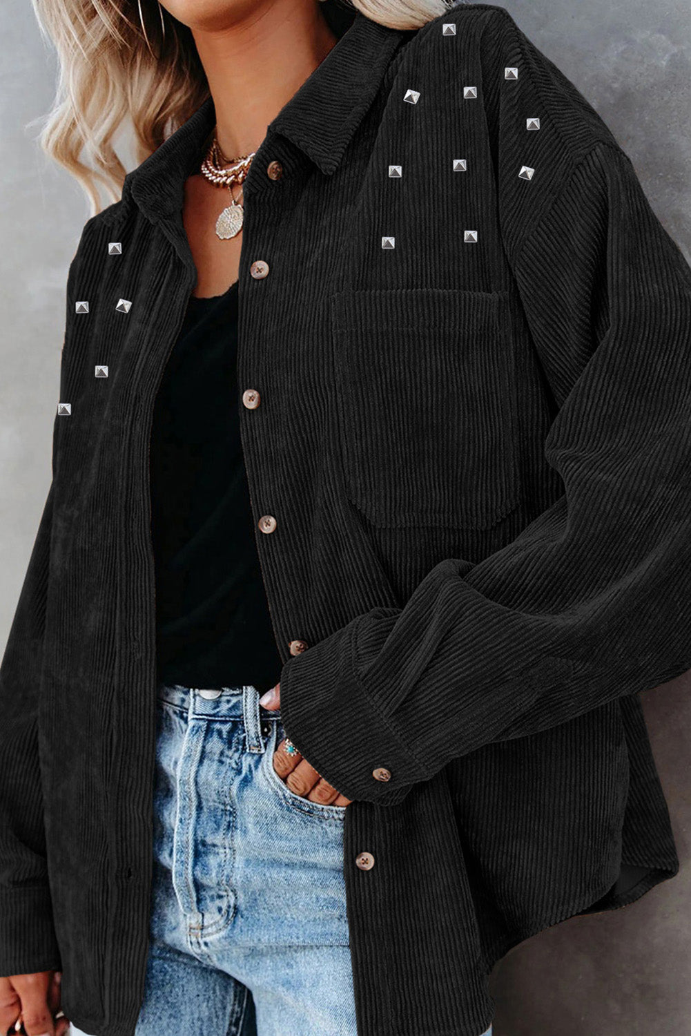 EB | Cordura-hemdjacke mit Nieten Baumwollmischung Trendy und Modern
