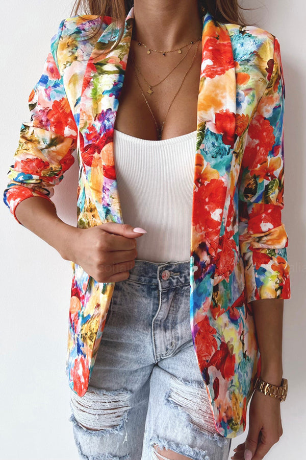 EB | Freie und Echte Florale Revers Freizeitanzug Blazer