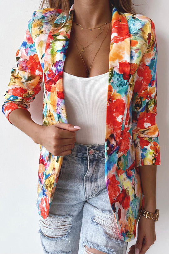 EB | Freie und Echte Florale Revers Freizeitanzug Blazer