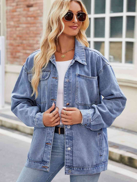 EB | Knopf-Down Denimjacke mit Taschen