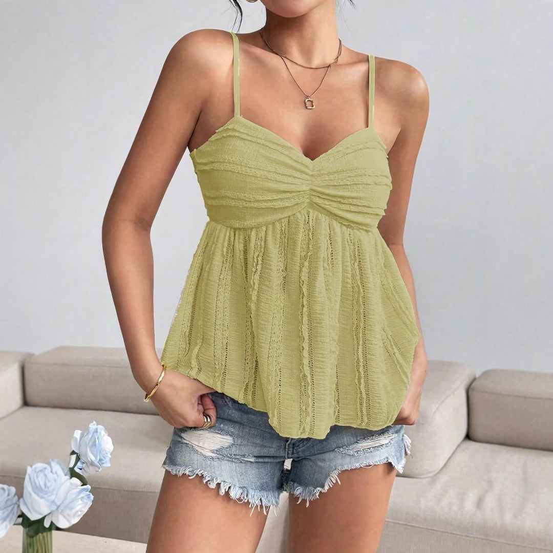 EB | Chiffon-Spitzen-Hosenträger-Top