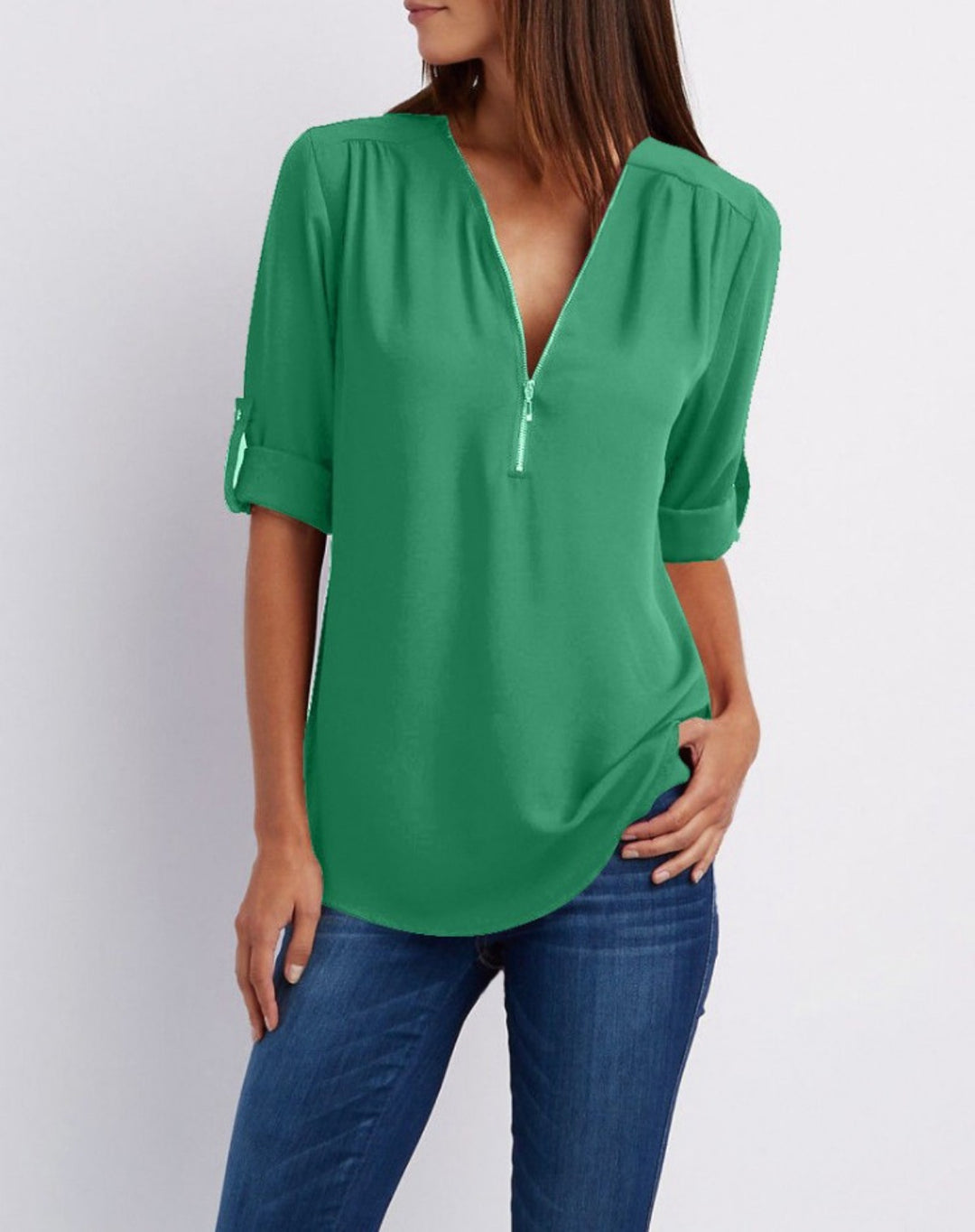 EB | V-Ausschnitt plus Größe Frauen ärmellos Chiffon Shirt