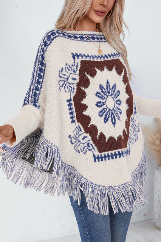 EB | Boho Strickpullover mit Quasten-Saum