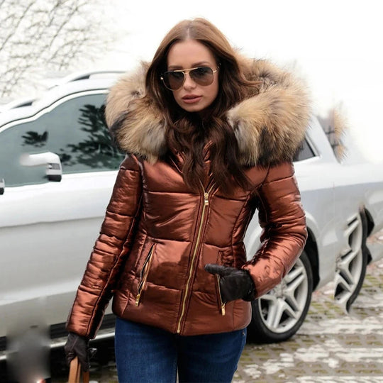 EB | Damen Winterjacke mit Kapuze und Kunstfellfutter