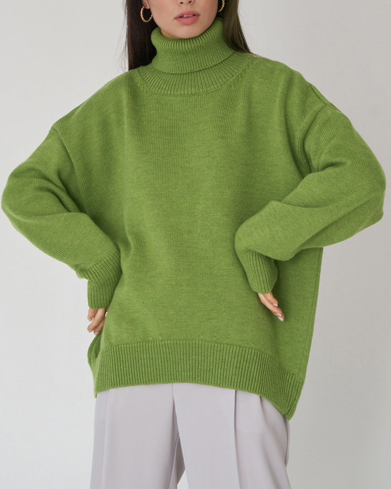 EB | Eleganter Oversized Damen Rollkragenpullover Aus Baumwolle