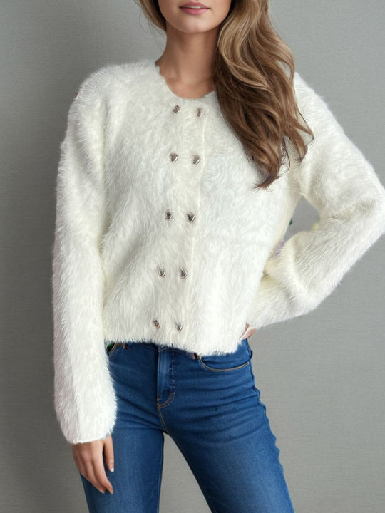 EB | Pelzstrick-cardigan Weicher Faux Fur Elegantes Design