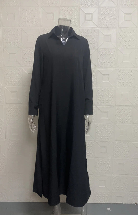 EB | Langärmeliges Kleid mit V-Ausschnitt Damenbekleidung