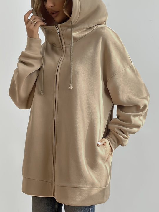 EB | Comfort - Extrem Bequemer Langer Zip-Up-Plüsch-Hoodie mit Kapuze für Damen