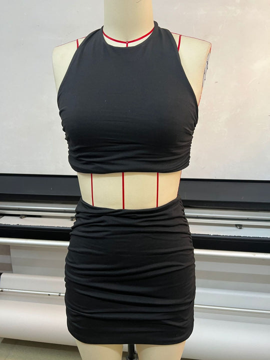 EB | Ärmelloses Neck Tube Top Weste Hip Wrap Set