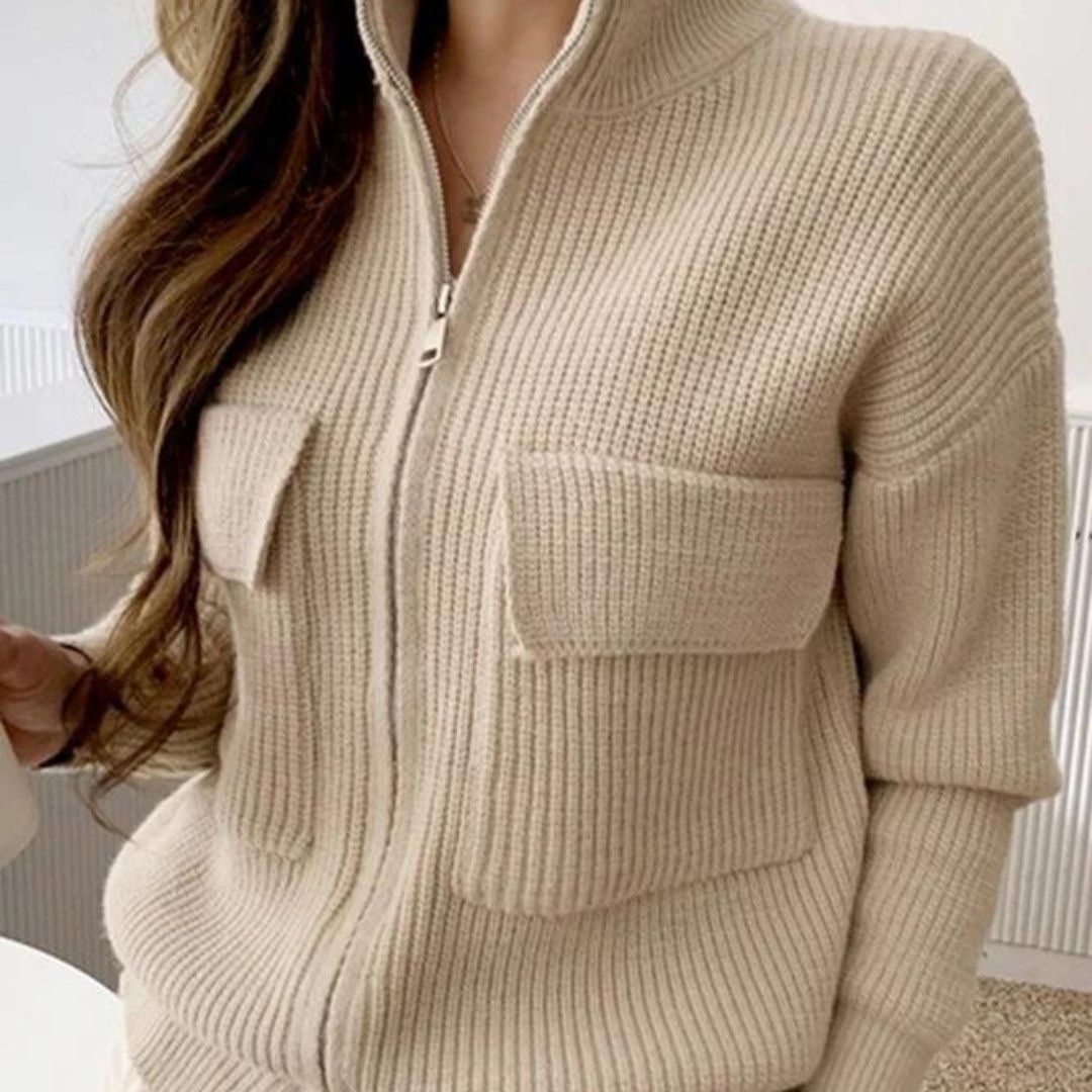 EB | Strickpullover mit Reißverschluss und Taschen für den Alltaggebrauch