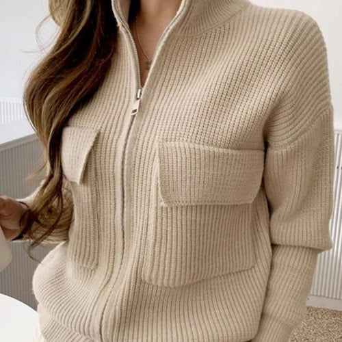 EB | Strickpullover mit Reißverschluss und Taschen für den Alltaggebrauch