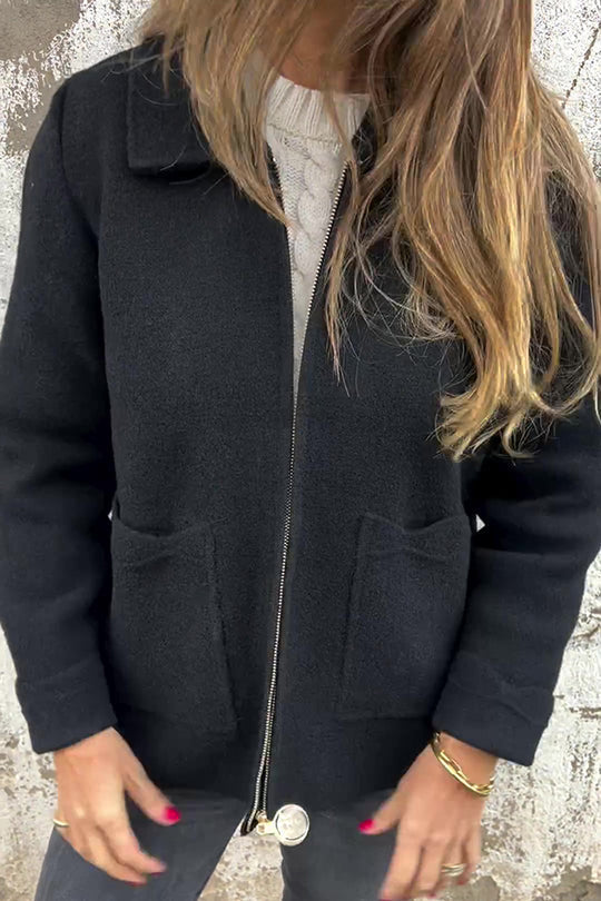 EB | Farbe Revers Reißverschluss Tasche Freizeitjacke