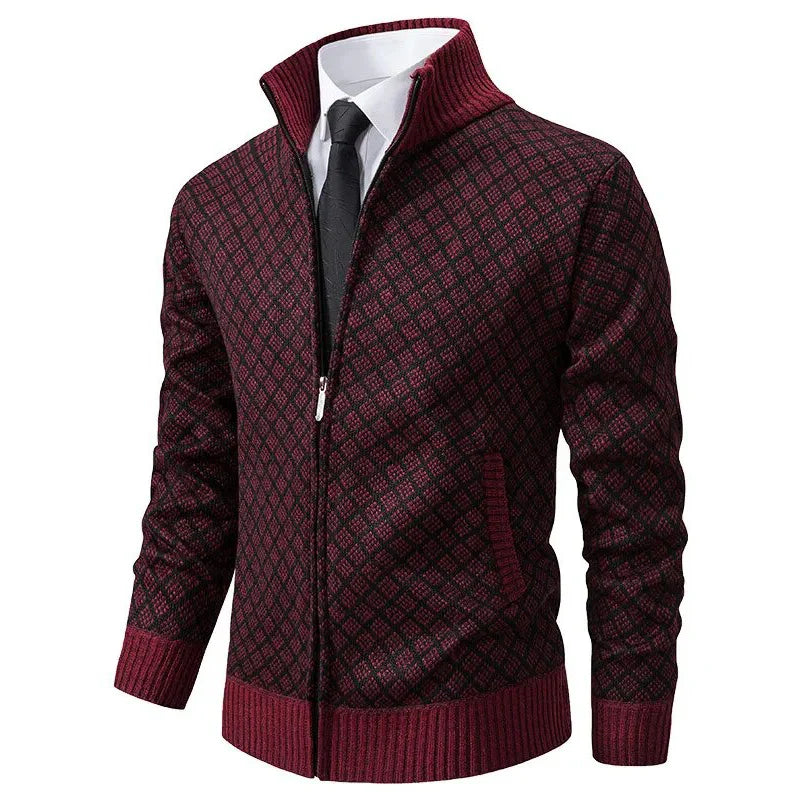 EB | Herren Frühlingsjacke mit Reißverschluss und Geometrischem Muster