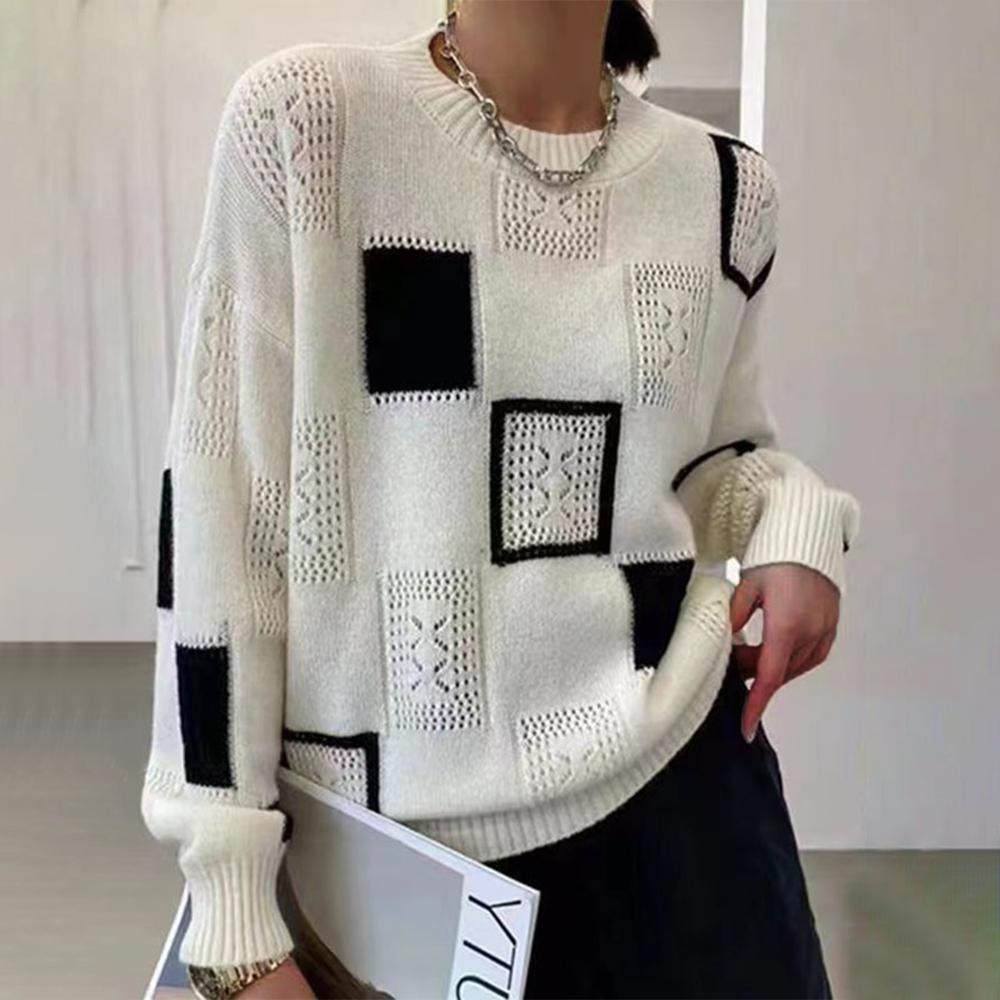 EB | Pullover - Damen Winter Strickpullover mit einzigartigem Muster