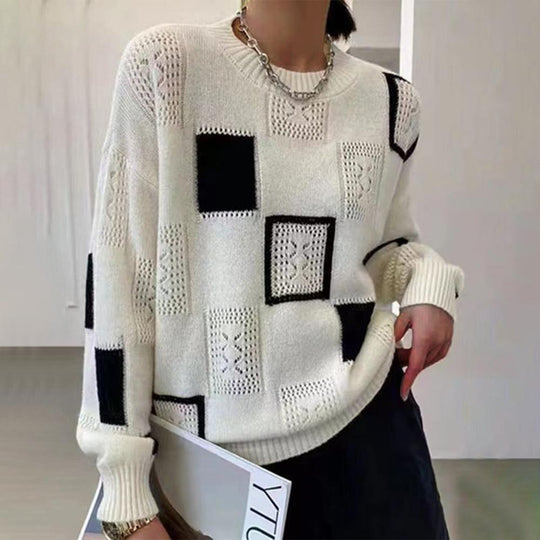 EB | Pullover - Damen Winter Strickpullover mit einzigartigem Muster