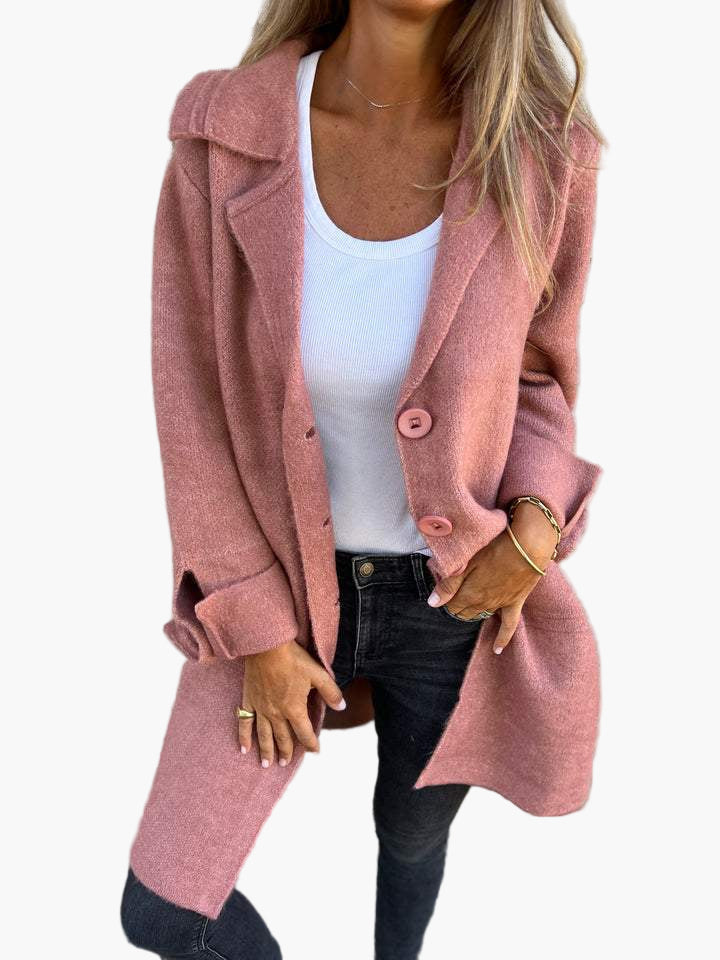 EB | Mantel mit Elegantem Revers - Langer Übergangsjacke für Alltag und Büro