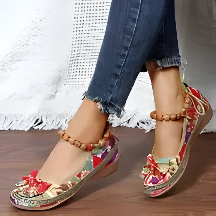 Jasmine | Flache Schuhe mit Blumenmuster für Frauen EB