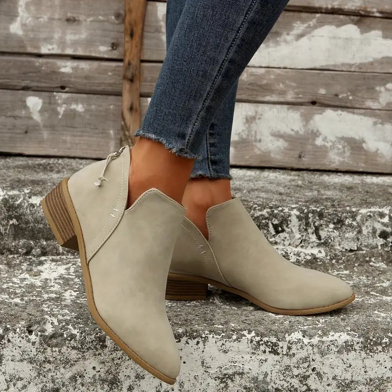 EB | V-Ausschnitt Chic Dicke Absatzstiefel für Damen