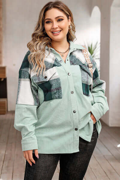 EB | Plus Size Karos Shacket Jacke für Damen
