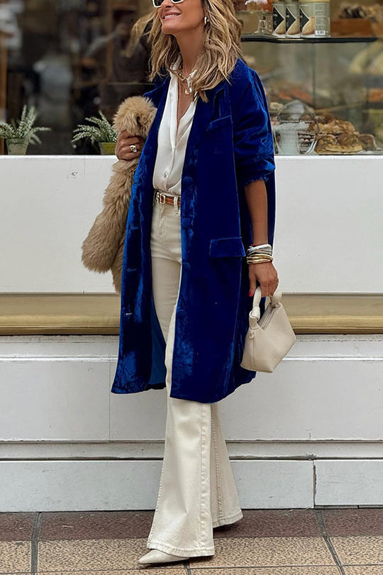 EB | gold velvet Trenchcoat lange Rock Jacke