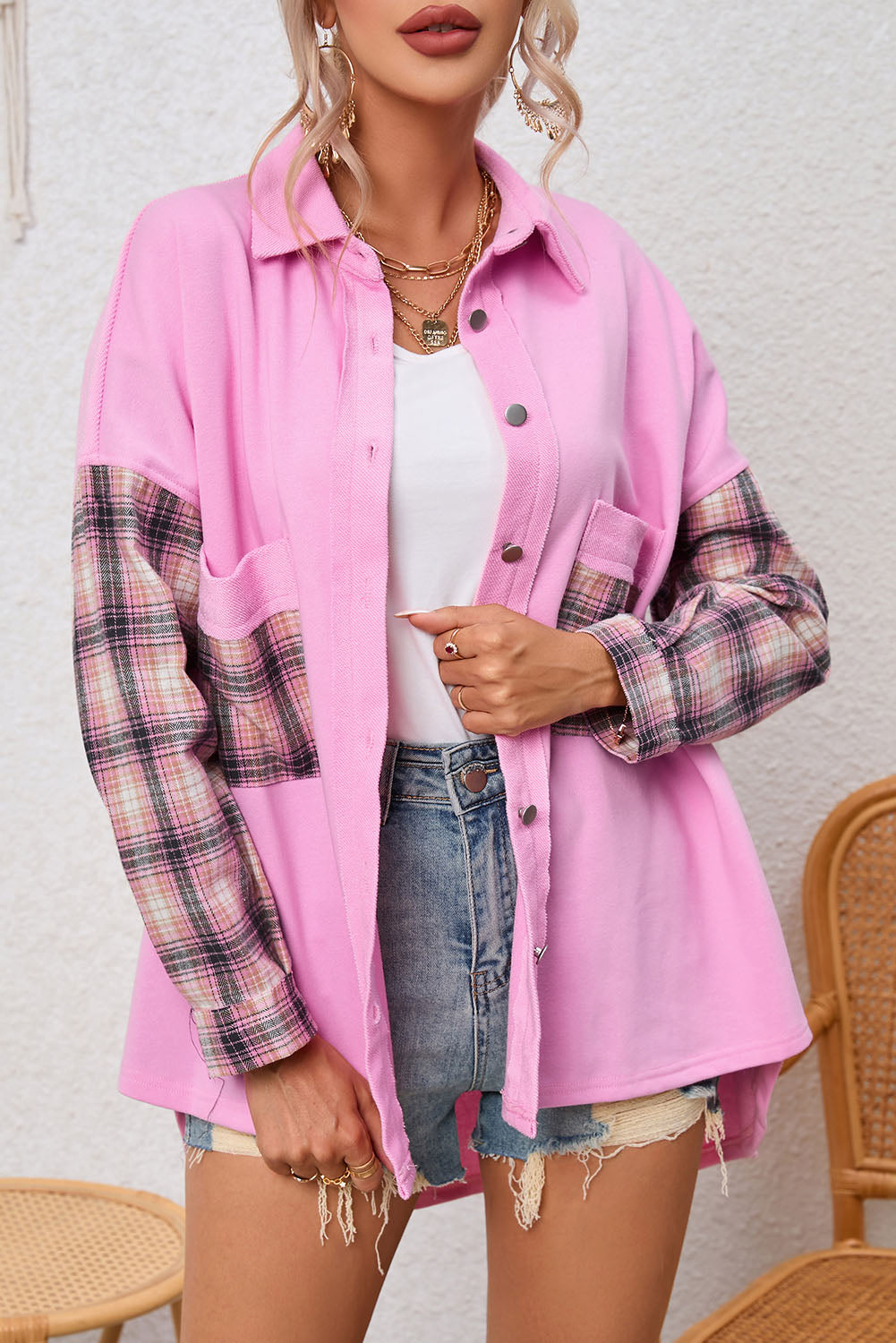 EB | Gepunktete Flanellhemden Polyester und Baumwolle Einzigartiger Look