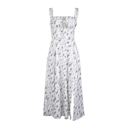 EB | Floraler Strapsrock mit Schnürsenkeln und Neckholder mit hohem Schlitz