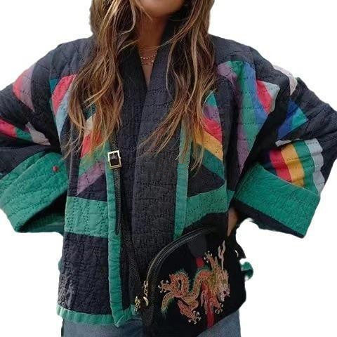 EB | Vintage Bedruckte Lockere Blumen Baumwolljacke für Damen